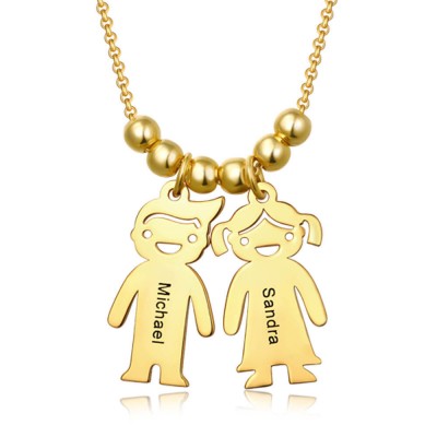 Chapado en oro de 18 quilates Collar personalizado con dijes para niños de 1 a 15 años Collar grabado para madre